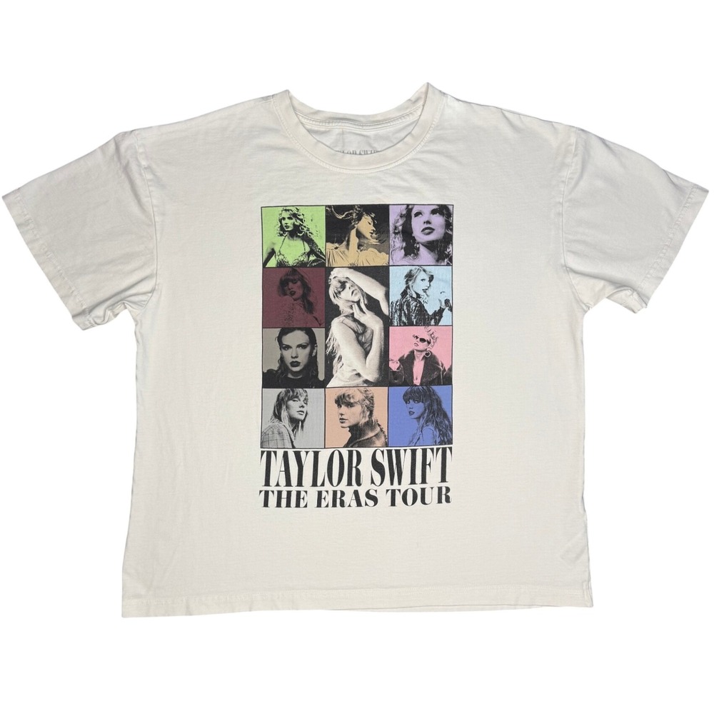 Taylor Swift The Eras Tour Shirt XL Cream Graphic Concert Tee 2023 2024 Dates